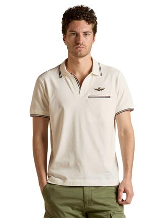 Aeronautica Poloshirt Aeronautica Militaire wit v-hals normale fit
