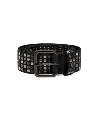 HTC Studded Black Leather Belt With Dark Metallic Buckle