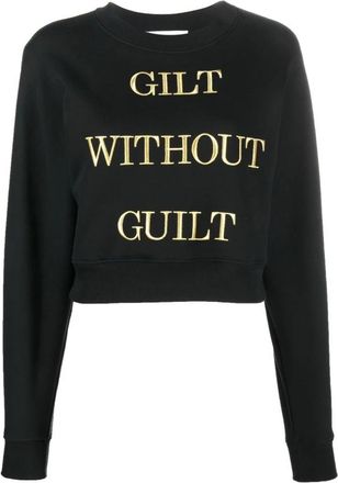 Moschino Sweatshirt met Geborduurd Opschrift - Dames - Sweatshirts - Zwart - L - Katoen - Hoodies & sweatvesten