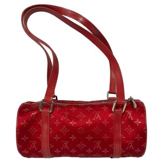 Louis Vuitton Pre-owned Womens Mini Papillon Barrel Shoulder Bag in Red Satin - Burgundy - One Size