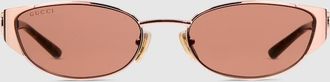 Gucci Oval-frame Sunglasses, Gold