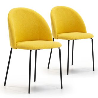 HOMN Set de 2 sillas comedor tapizadas mostaza, 43 x 47 x 78,5 cm