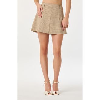 ASTR the Label Pleat Plaid Miniskirt in Tan Plaid at Nordstrom, Size X-Small