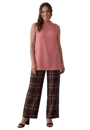 Jessica London Stretch Knit Crepe Draped Tunic in Tea Rose at Nordstrom, Size Medium