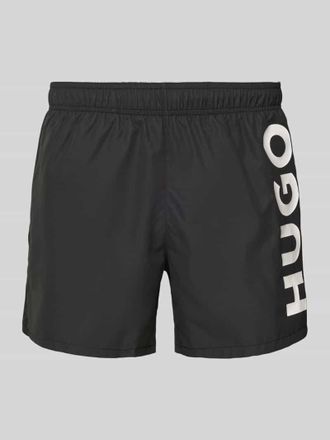 HUGO BOSS Badehose mit Label-Print Modell ABAS in Black, Gr&ouml;&szlig;e L