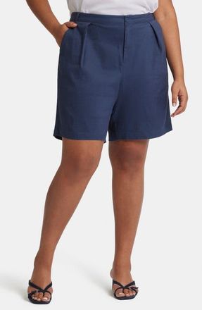 NYDJ Relaxed Linen Blend Shorts in Oxford Navy at Nordstrom, Size 18W