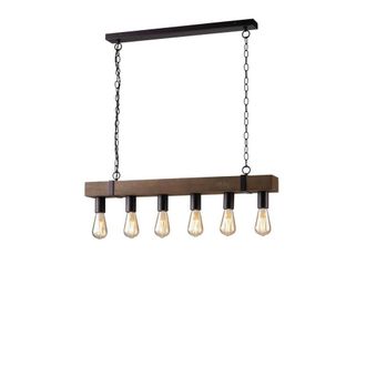 Netlighting Texas Bar Ceiling Pendant Moro Antique Wooden E27 in Brown