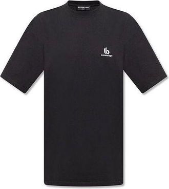 Balenciaga Sporty B Logo T-Shirt Boxy Fit Black 681045TLVN11070
