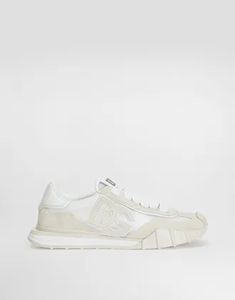 Dolce & Gabbana Dg Athletic Sneakers In Fabric And Calfskin - Man Sneakers Cream 42.5