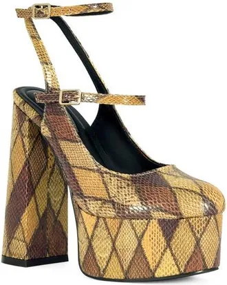 Azalea Wang Juliara Snake Embossed Platform Mary Jane Pump in Multi at Nordstrom, Size 7.5