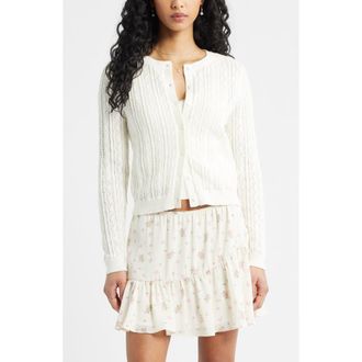 BP. Pointelle Knit Cardigan in Ivory at Nordstrom, Size Xx-Small