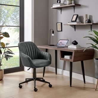 Furniturebox Booker Faux Leather Office Chair in Black