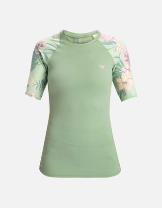 Roxy Womens Roxy Womens Into The Sun Short Sleeve Rash Vest - Green - Size: 10/8