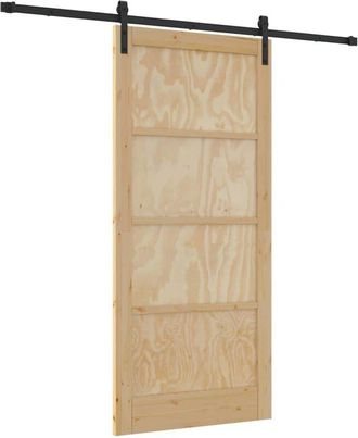 vidaXL Puerta Deslizante Manual Natural Y Negro 93 X 202 Cm Vidaxl