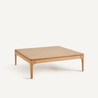 AM.PM Vierkante salontafel in massief eiken en fineer, 2 lades, SANARA