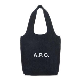 A.P.C. Tote Bags, female, Blue, Size: ONE SIZE Ninon Denim Shopping Bag