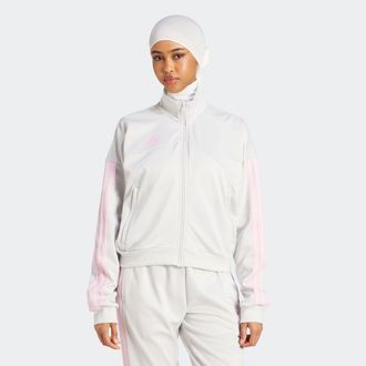 adidas Trainingsjacke ADIDAS SPORTSWEAR W TIRO TT, Damen, Gr. L, rosa (grau one, true pink), Obermaterial: 70% Polyester, 30% Baumwolle, Jacken Trainingsjack