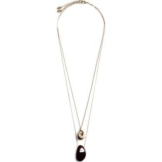 Mango Double Pendant Necklace in Gold at Nordstrom