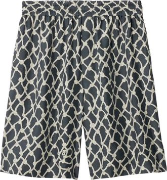 Burberry Shorts in seta con stampa - Blu