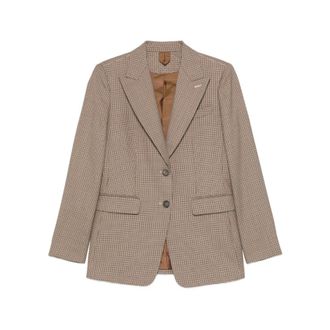 Max Mara Houndstooth Blazer - female - Max Mara - Blazers - Beige - 2XS - Jackets