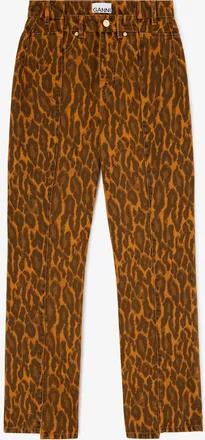Ganni Autumn Maple Fold Jeans in Leopard Denim - Size 24W/33L Organic Cotton