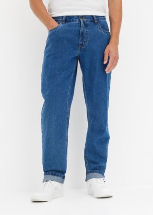 Bonprix Regular-fit-Jeans BONPRIX, Herren, Gr. 50, N-Gr, blau denim (l&auml;nge: regul&auml;r), Denim/Jeans, Obermaterial: 99% Baumwolle, 1% Elasthan, Abriebeffekte, un