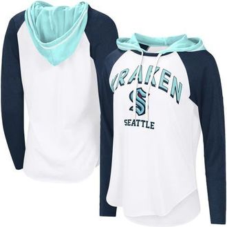 G-III 4Her by Carl Banks Womens G-III 4Her by Carl Banks White Seattle Kraken VIP Raglan Long Sleeve Hoodie T-Shirt at Nordstrom, Size Xx-Large
