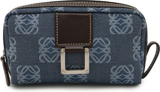 Loewe Blue Dark Brown Denim Leather Pouch (Pre-Owned)