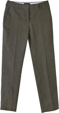 Paul Smith Pantalone Pinces Lino - Dames - Broeken - Groen - L - Linnen - Broeken
