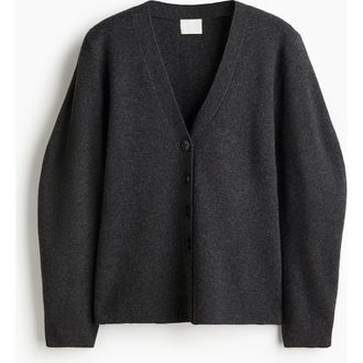 H&M Knitted Cardigan in Dark Gray Melange at Nordstrom, Size Xx-Small