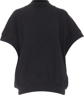 Dries Van Noten black cotton mock neck dolman short sleeves boxy sweatshirt XS