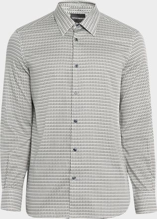Emporio Armani Mens Cotton Circle-Print Sport Shirt