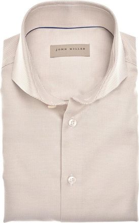 John Miller Tailored Fit Long Sleeve Shirt - Heren - Zakelijke Overhemden - Beige - 5XL - Katoen - Overhemden