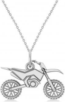 Allurez Motorcycle Charm Mens Pendant Necklace 14K White Gold