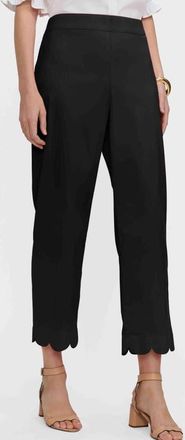 Foxcroft Elaine Scallop Hem Cotton Blend Crop Pants in Black at Nordstrom, Size Large P