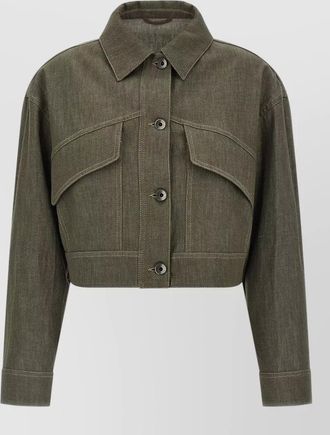Brunello Cucinelli short jacket buttoned cuffs flap pockets