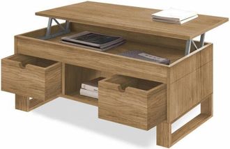 HOGAR 24 Es - Sena - Mesa Centro Elevable Madera Maciza Natural, Combinado Color Encerado Y Blanco. Medidas: 100 Cm X 50 Cm X 47 Cm. - Hogar24