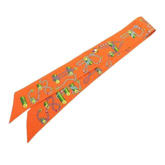 Herm&egrave;s Pre-owned Scarves, female, Orange, Size: ONE SIZE Pre-owned Cordages Twilly Scarf