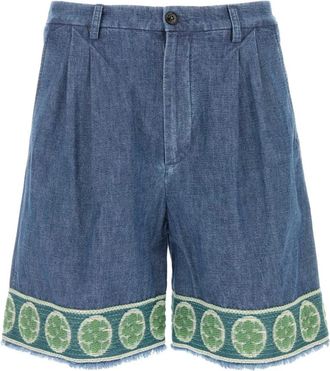 Valentino Garavani Denim Bermuda Shorts met Jacquard Zoom - Heren - Denim shorts - Blauw - M - Denim - Korte Broeken