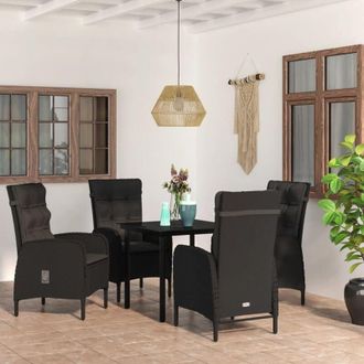 vidaXL Juego De Comedor De Jard&iacute;n 5 Piezas Con Cojines Negro Vidaxl