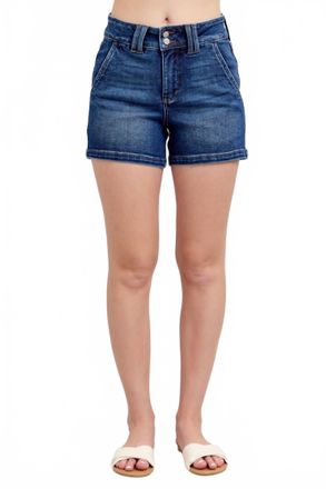 Judy Blue High Waist Double Button Waistband Shorts In Blue