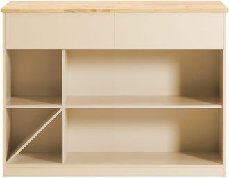 SoBuy Isla de cocina con 2 cajones y compartimentos c&uacute;bicos madera beige