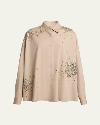 Dries Van Noten Casia Sequined Oversized Button-Down Shirt