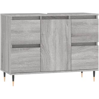 vidaXL Mueble De Ba&ntilde;o Madera De Ingenier&iacute;a Gris Sonoma 80x33x60 Cm Vidaxl