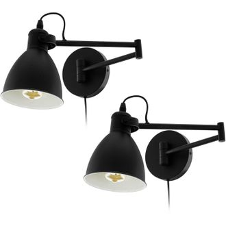 Loops 2 PACK Wall Flush Ceiling Light Colour Black Shade White Inner Moveable E27 10W