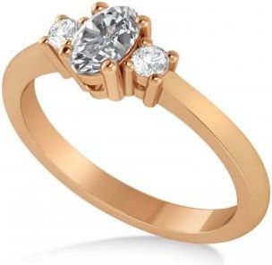 Allurez Small Oval Lab Grown Diamond Three-Stone Engagement Ring 14k Rose Gold (0.60ct)