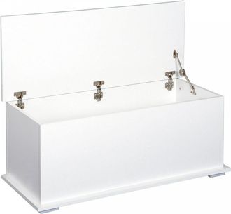 HOMCOM Wooden Storage Box Clothes Toy Chest Bench Seat Ottoman Bedding Blanket Trunk Container with Lid - White - Home Living | TJ Hughes