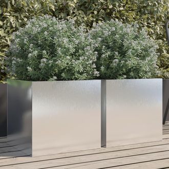 vidaXL Jardineras 2 Unidades Acero Inoxidable Plateado 42x40x39 Cm Vidaxl