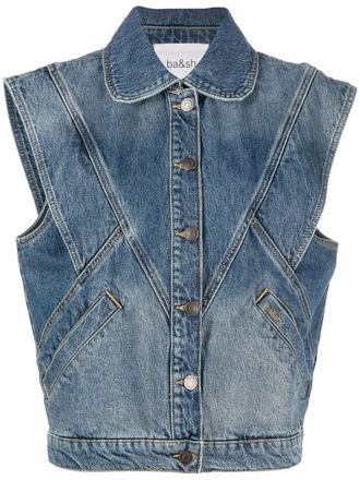BA&SH button-up denim vest - women - Cotton/Polyester/Cotton - 38 - Blue