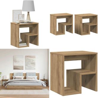 vidaXL Comodini 2pz Rovere Artigianale 40x30x40 cm in Truciolato - Comodino rovere artigianale - Comodino per camera da letto